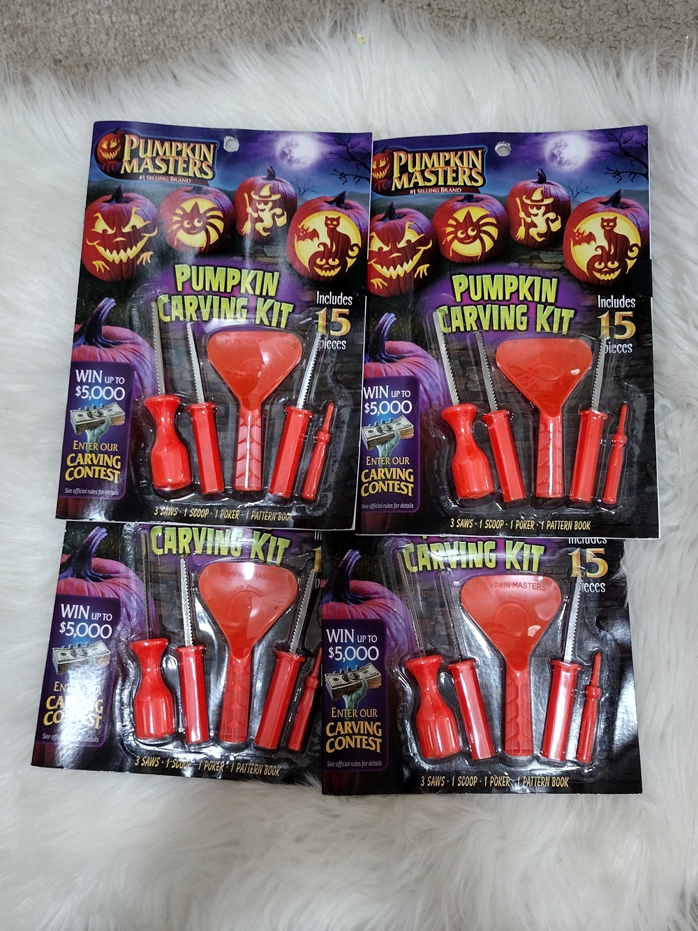 New 4 Pk Pumpkin Carving Kit Stencils